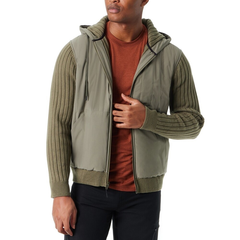 Bass Outdoor Mixed Media Jacket Men's Large Deep Liche Hooded Full Zip MAC16